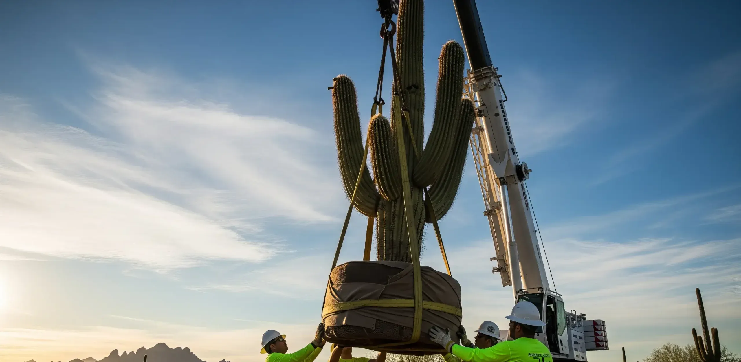 Large Saguaro Being Professionally Relocated